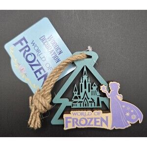 NWT Disney Parks World of Frozen Elsa Wooden Ornament Hong Kong Disneyland 2023